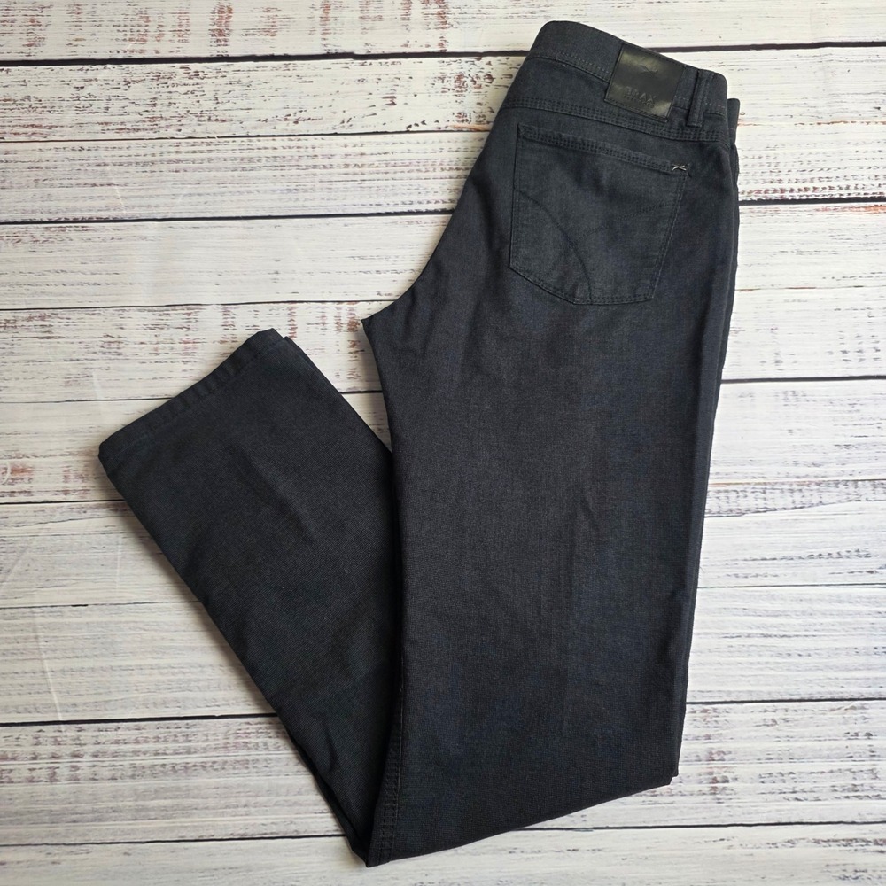 Brax Feel Good Cooper Fancy Mens Regular Fit Pants Dark Grey 33x32 Stretch 5 Pkt
